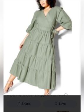 City Chic Maxi Wrap Dress in Sage Green; Size Small